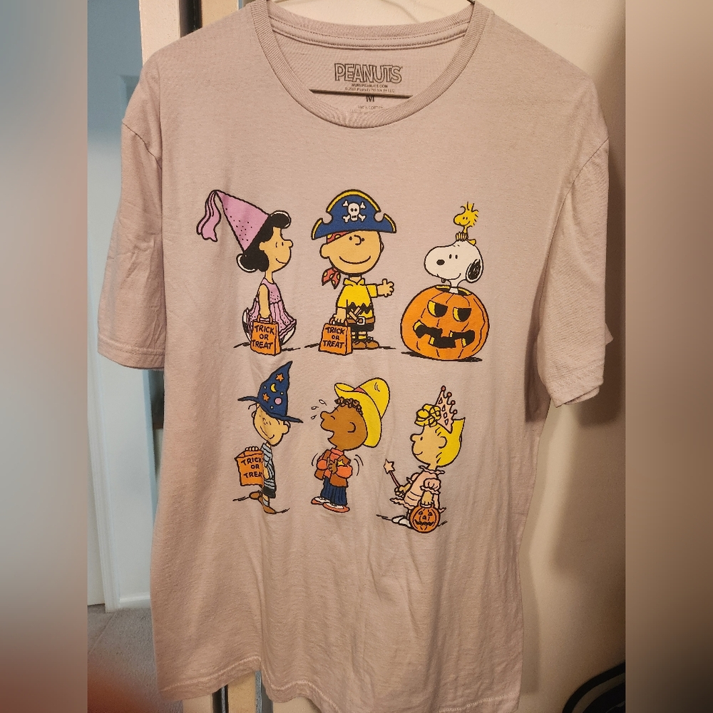 Peanuts Gray Short Sleeve Tee with Colorful Characters